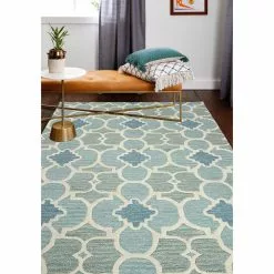 Rajapur Aqua 5 ft. x 8 ft. (5' x 7'6") Geometric Transitional Area Rug by BASHIAN -BASHIAN Shop aqua bashian area rugs 649652137520 31 1000