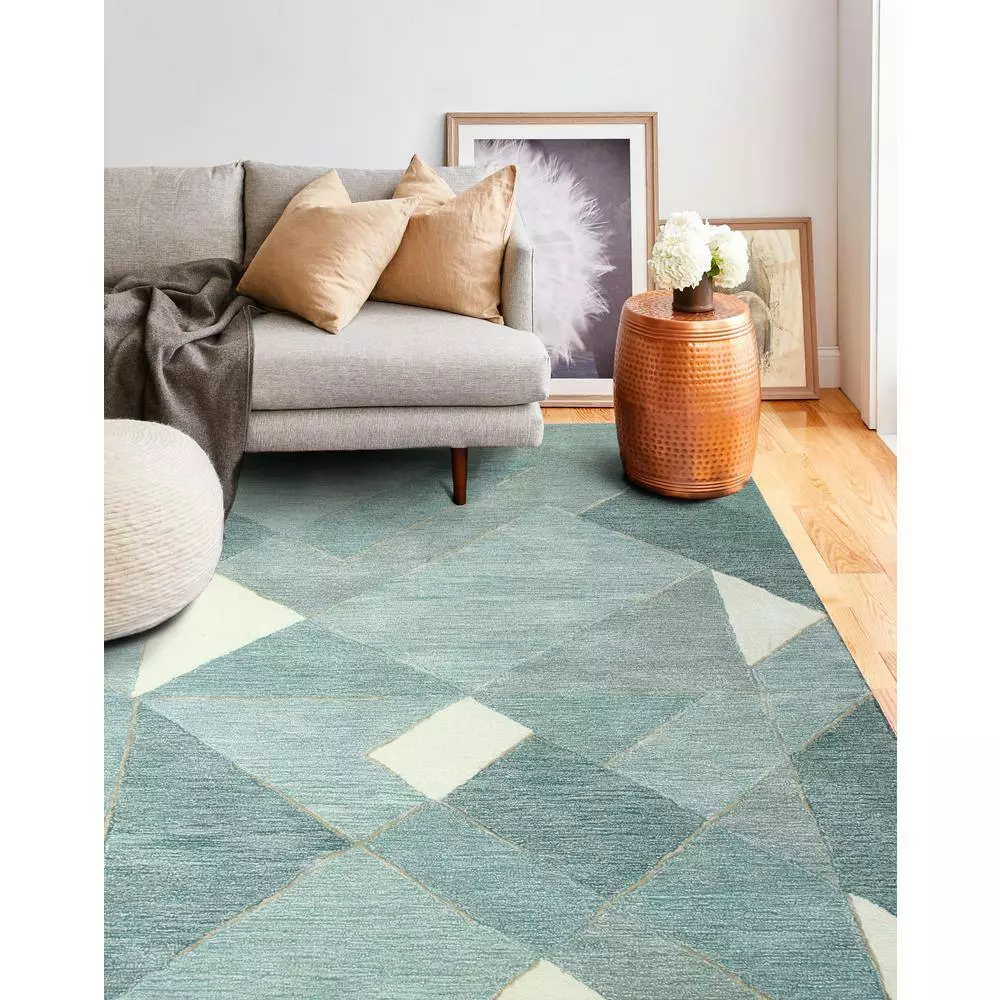 Greenwich Aqua 9 ft. x 12 ft. (8'6" x 11'6") Abstract Contemporary Area Rug by BASHIAN 6 Greenwich Aqua 9 ft. x 12 ft. (8'6" x 11'6") Abstract Contemporary Area Rug by BASHIAN - Image 6