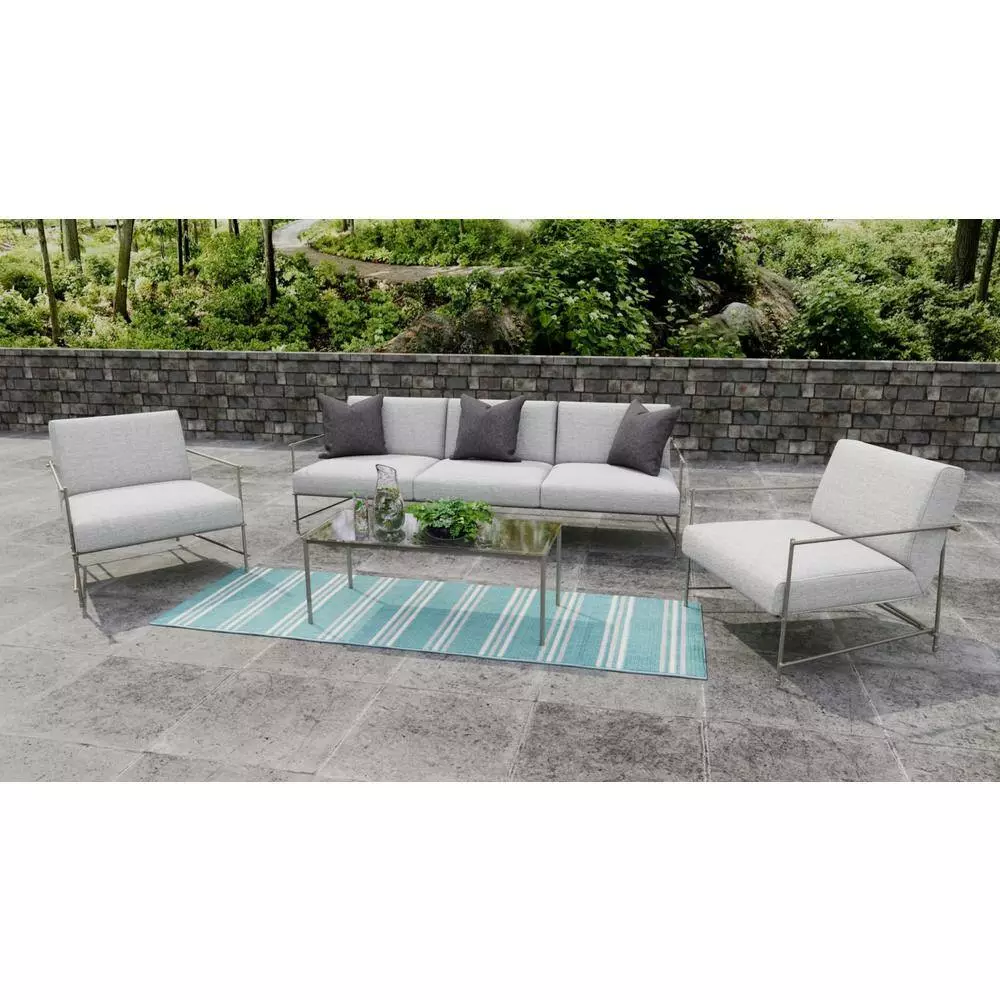 Lanai Aqua 3 ft. x 8 ft. Geometric Transitional Indoor/Outdoor Runner Rug by BASHIAN 6 Lanai Aqua 3 ft. x 8 ft. Geometric Transitional Indoor/Outdoor Runner Rug by BASHIAN - Image 6