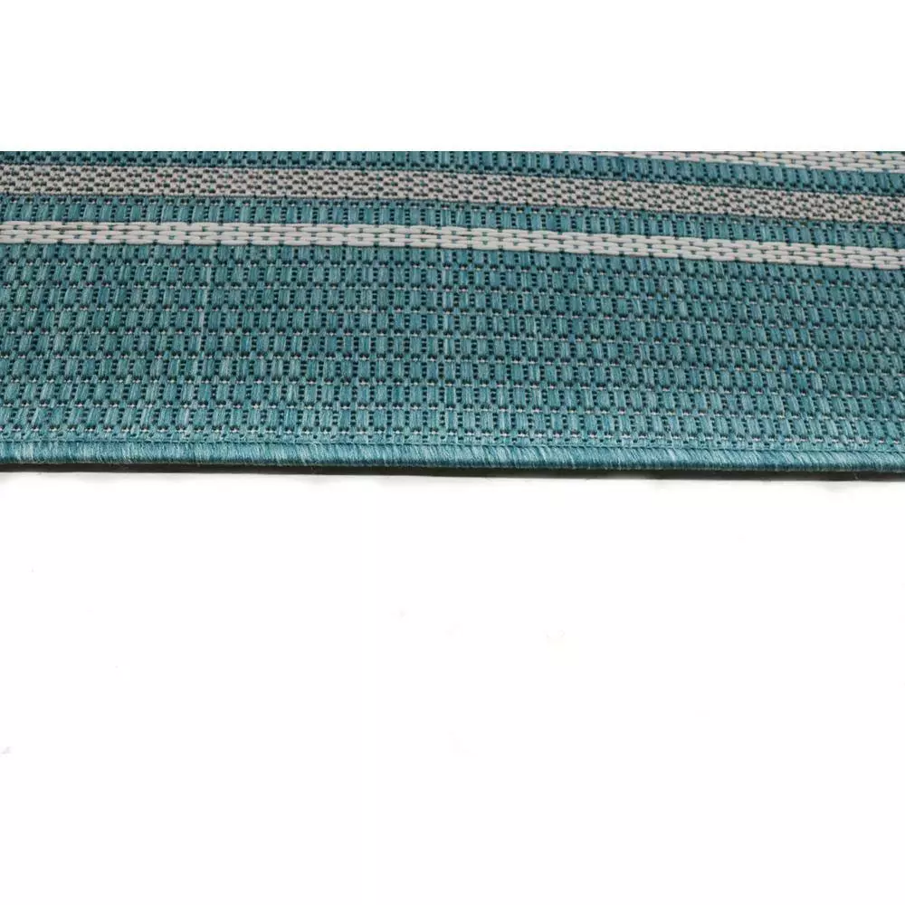 Lanai Aqua 3 ft. x 8 ft. Geometric Transitional Indoor/Outdoor Runner Rug by BASHIAN 5 Lanai Aqua 3 ft. x 8 ft. Geometric Transitional Indoor/Outdoor Runner Rug by BASHIAN - Image 5