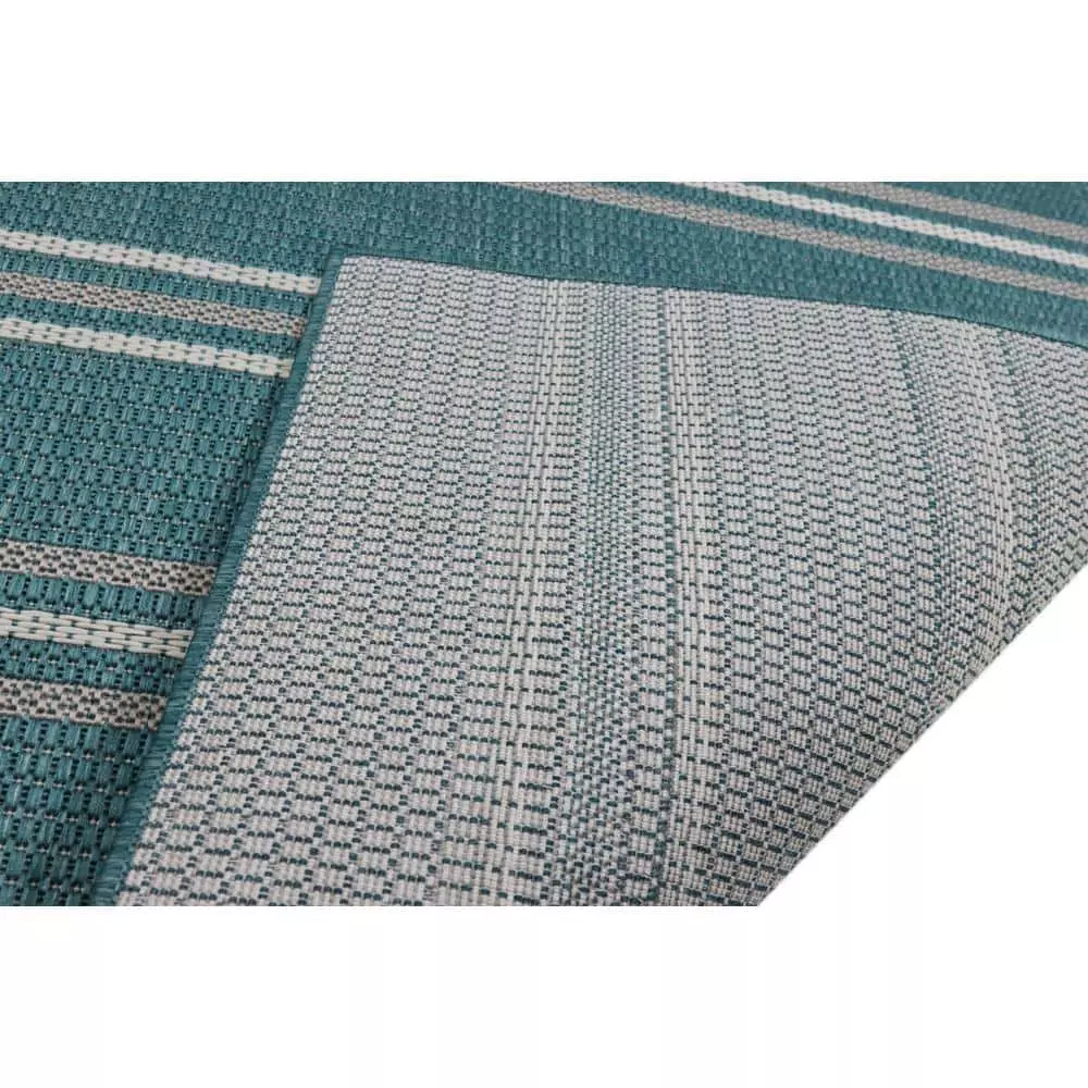 Lanai Aqua 3 ft. x 8 ft. Geometric Transitional Indoor/Outdoor Runner Rug by BASHIAN 3 Lanai Aqua 3 ft. x 8 ft. Geometric Transitional Indoor/Outdoor Runner Rug by BASHIAN - Image 3