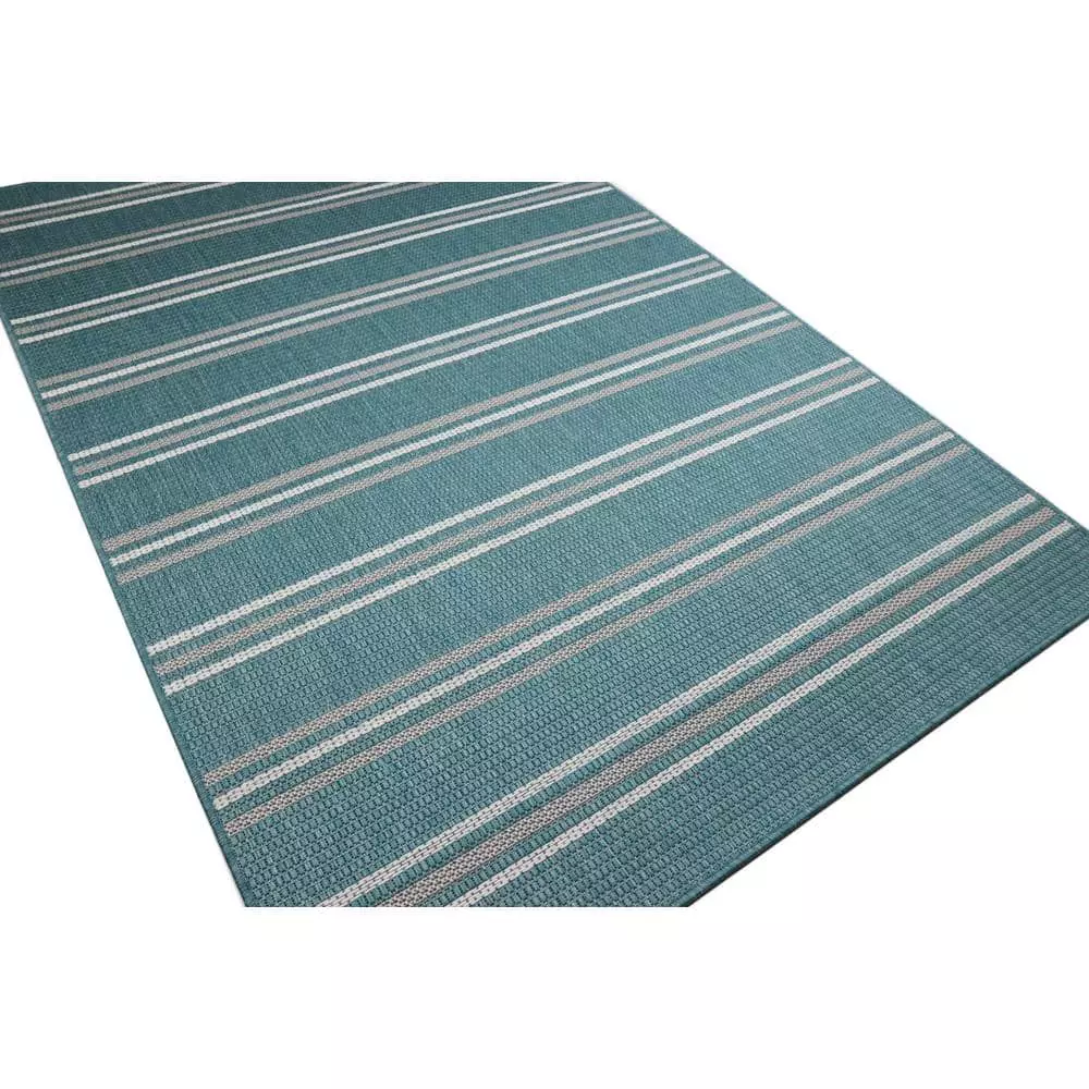 Lanai Aqua 3 ft. x 8 ft. Geometric Transitional Indoor/Outdoor Runner Rug by BASHIAN 2 Lanai Aqua 3 ft. x 8 ft. Geometric Transitional Indoor/Outdoor Runner Rug by BASHIAN - Image 2