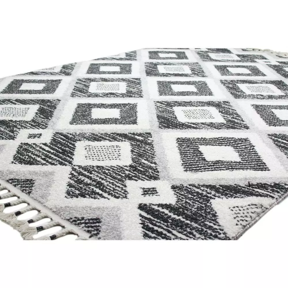 Navajo Black/Ivory 4 ft. x 6 ft. (3'6" x 5'6") Geometric Contemporary Accent Rug by BASHIAN 4 Navajo Black/Ivory 4 ft. x 6 ft. (3'6" x 5'6") Geometric Contemporary Accent Rug by BASHIAN - Image 4
