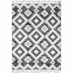 Navajo Black/Ivory 4 ft. x 6 ft. (3'6" x 5'6") Geometric Contemporary Accent Rug by BASHIAN