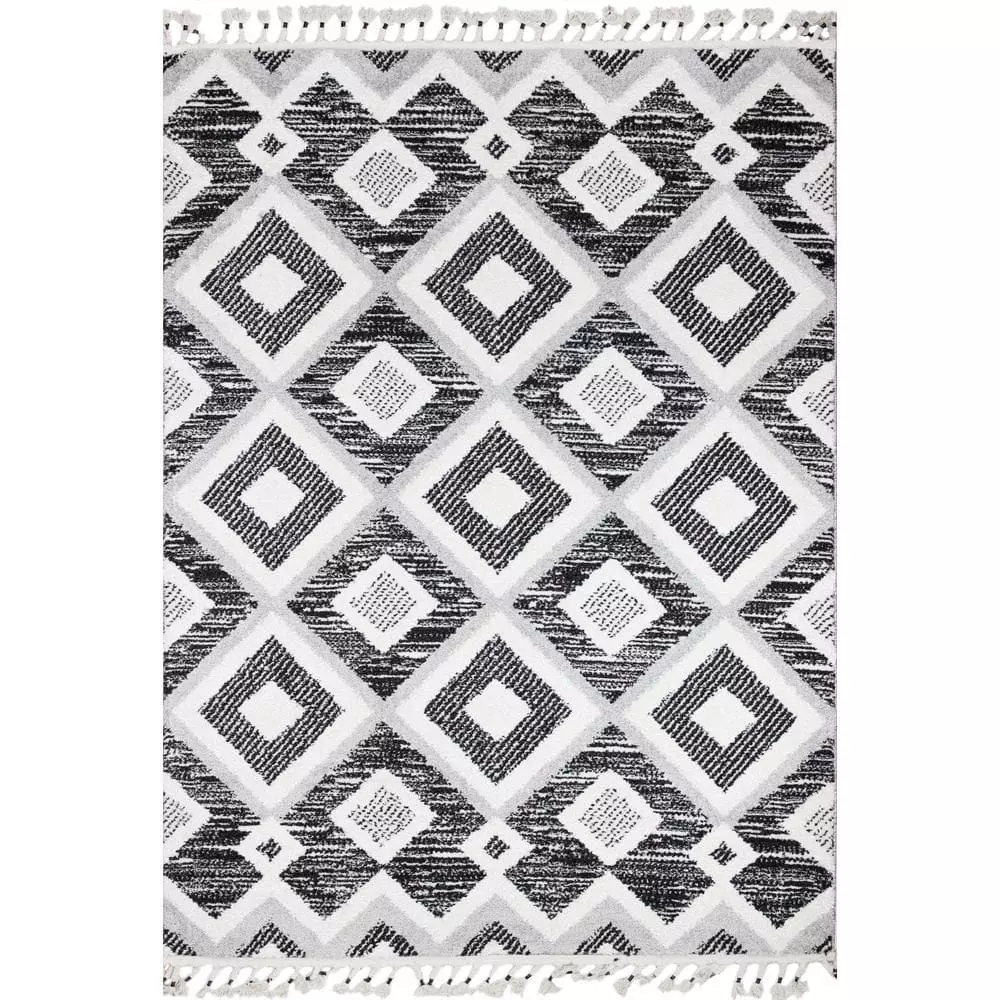 Navajo Black/Ivory 4 ft. x 6 ft. (3'6" x 5'6") Geometric Contemporary Accent Rug by BASHIAN 1 Navajo Black/Ivory 4 ft. x 6 ft. (3'6" x 5'6") Geometric Contemporary Accent Rug by BASHIAN