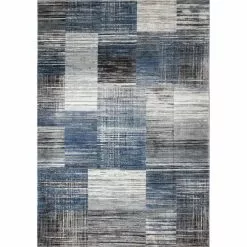 Cambridge Blue/Beige 9 ft. x 12 ft. (8'6" x 11'6") Striped Contemporary Area Rug by BASHIAN