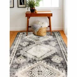 Sierra Charcoal 5 ft. x 8 ft. (5'1" x 7'6") Geometric Transitional Area Rug by BASHIAN -BASHIAN Shop charcoal bashian area rugs 649652286020 31 1000