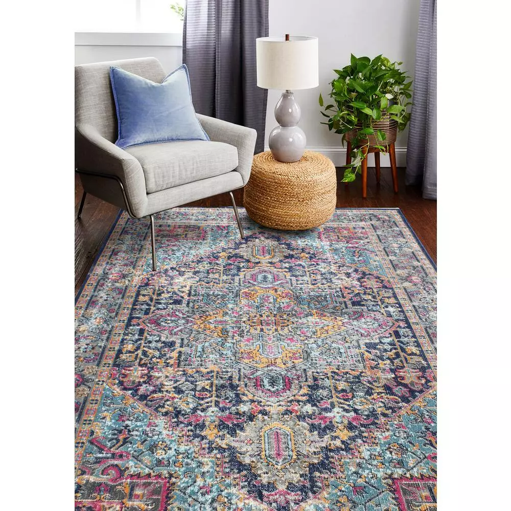 Heritage Dk. Blue 5 ft. x 8 ft. (5'3" x 7'6") Oriental Transitional Area Rug by BASHIAN 4 Heritage Dk. Blue 5 ft. x 8 ft. (5'3" x 7'6") Oriental Transitional Area Rug by BASHIAN - Image 4