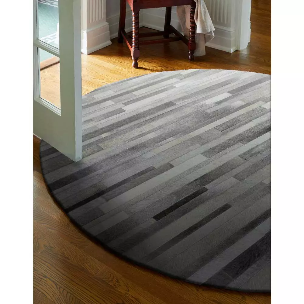 Santa Fe Grey 8 ft. x 8 ft. Striped Contemporary Area Rug by BASHIAN 3 Santa Fe Grey 8 ft. x 8 ft. Striped Contemporary Area Rug by BASHIAN - Image 3