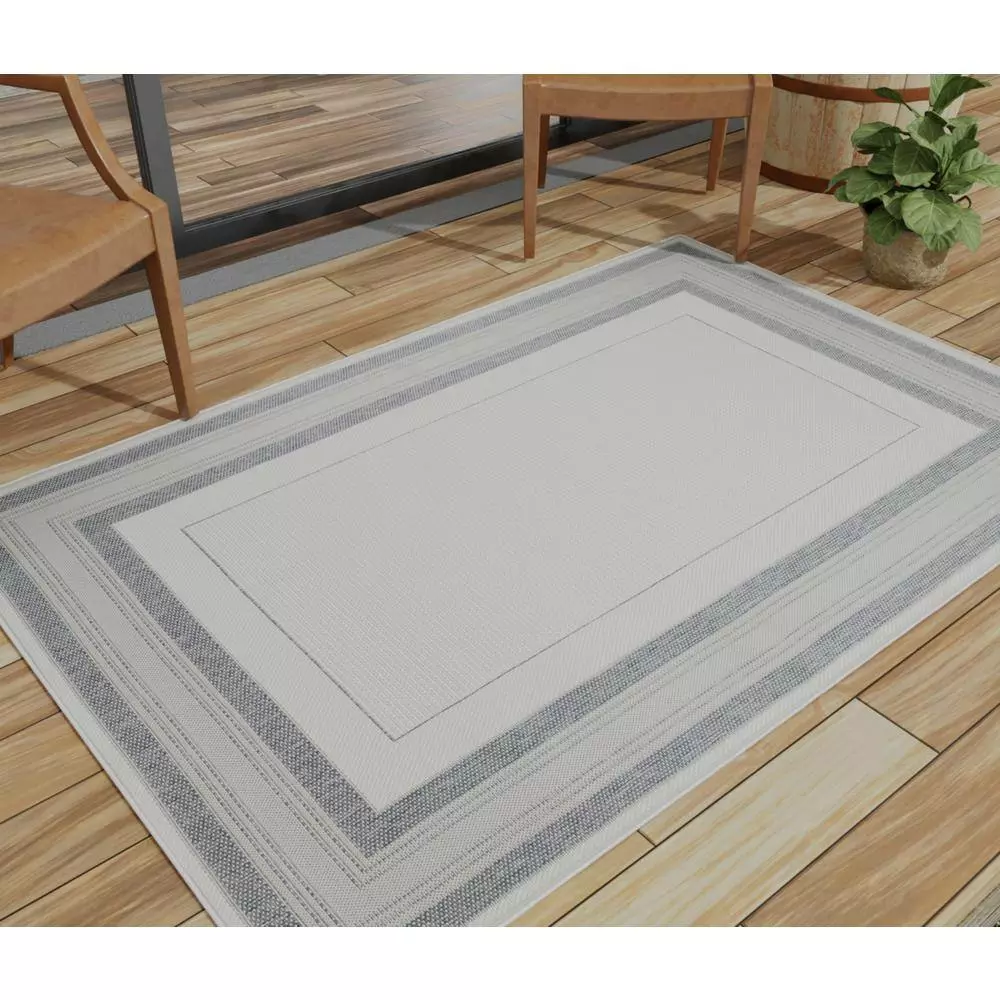 Lanai Grey/Blue 9 ft. x 12 ft. (8 ft. 6 in. x 11 ft. 6 in.) Geometric Transitional Indoor/Outdoor Area Rug by BASHIAN 6 Lanai Grey/Blue 9 ft. x 12 ft. (8 ft. 6 in. x 11 ft. 6 in.) Geometric Transitional Indoor/Outdoor Area Rug by BASHIAN - Image 6