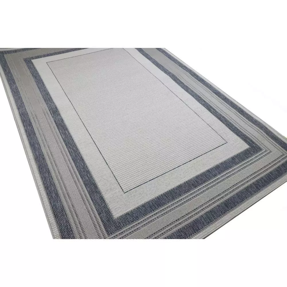Lanai Grey/Blue 9 ft. x 12 ft. (8 ft. 6 in. x 11 ft. 6 in.) Geometric Transitional Indoor/Outdoor Area Rug by BASHIAN 2 Lanai Grey/Blue 9 ft. x 12 ft. (8 ft. 6 in. x 11 ft. 6 in.) Geometric Transitional Indoor/Outdoor Area Rug by BASHIAN - Image 2