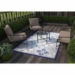 Veranda Grey/Blue 7.6 ft. x 9.6 ft. Floral Transitional Area Rug by BASHIAN 11 Veranda Grey/Blue 7.6 ft. x 9.6 ft. Floral Transitional Area Rug by BASHIAN -BASHIAN Shop grey blue bashian outdoor rugs 649652304434 31 1000