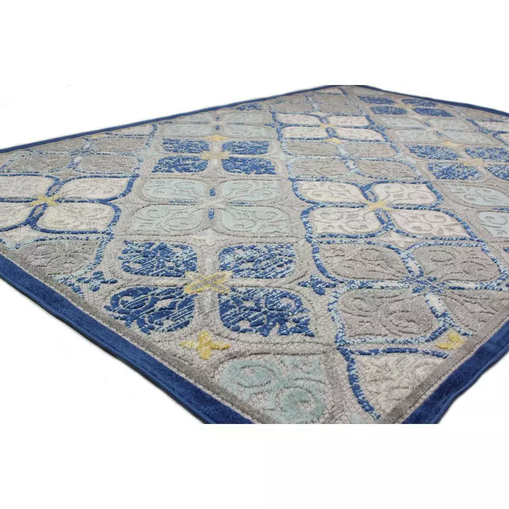 Veranda Grey/Blue 7.6 ft. x 9.6 ft. Floral Transitional Area Rug by BASHIAN 2 Veranda Grey/Blue 7.6 ft. x 9.6 ft. Floral Transitional Area Rug by BASHIAN - Image 2