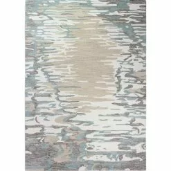 Greenwich Ivory/Aqua 3 ft. x 8 ft. (2'6" x 8') Abstract Contemporary Runner by BASHIAN