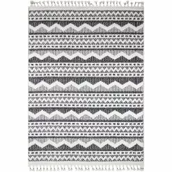 Navajo Ivory/Black 4 ft. x 6 ft. (3'6" x 5'6") Geometric Contemporary Accent Rug by BASHIAN