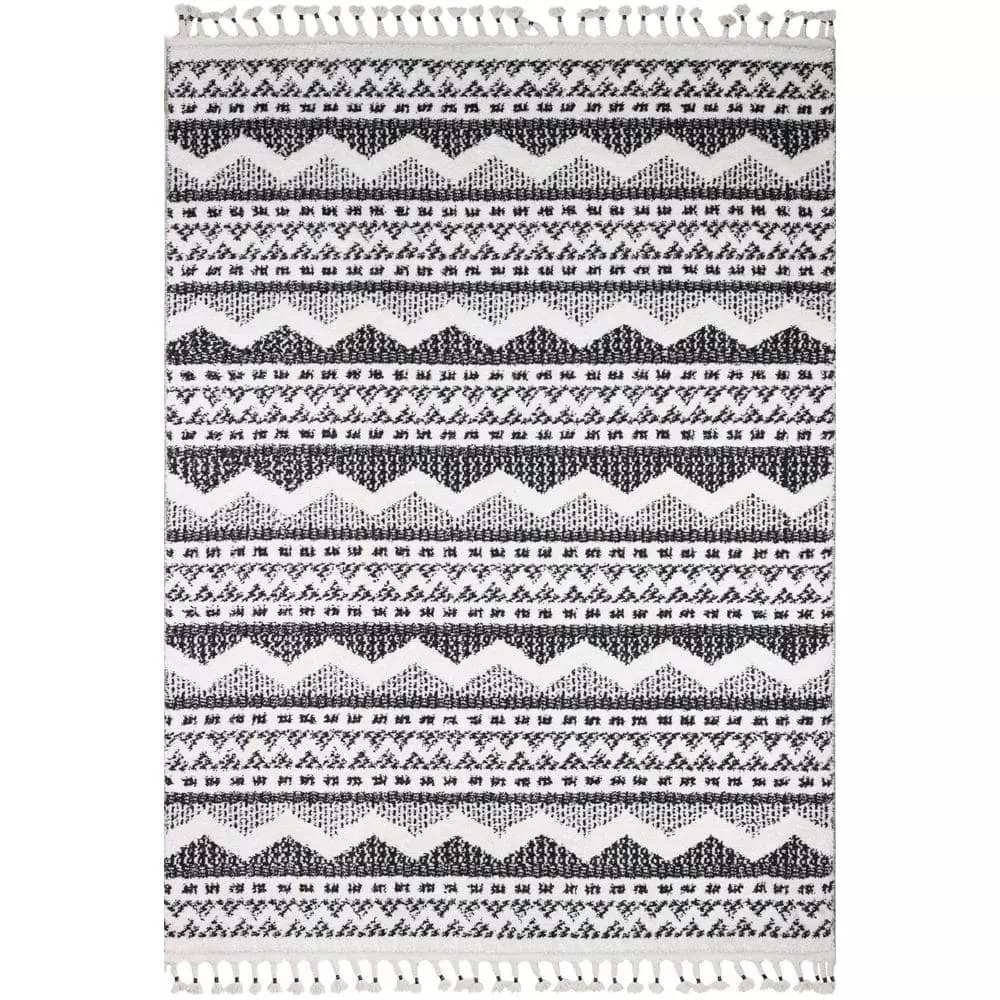 Navajo Ivory/Black 4 ft. x 6 ft. (3'6" x 5'6") Geometric Contemporary Accent Rug by BASHIAN 1 Navajo Ivory/Black 4 ft. x 6 ft. (3'6" x 5'6") Geometric Contemporary Accent Rug by BASHIAN