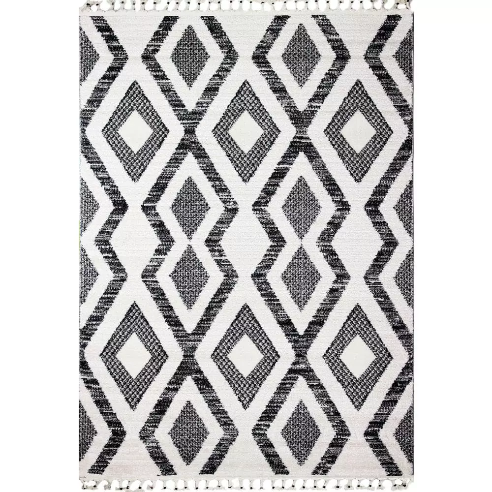 Navajo Ivory/Black 9 ft. x 12 ft. (8'6" x 11'6") Geometric Contemporary Area Rug by BASHIAN 1 Navajo Ivory/Black 9 ft. x 12 ft. (8'6" x 11'6") Geometric Contemporary Area Rug by BASHIAN