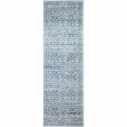 Everek Ivory/Blue 3 ft. x 8 ft. (2'6" x 8') Geometric Transitional Runner by BASHIAN