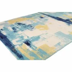 Everek Ivory/Blue 8 ft. x 10 ft. (7'6" x 9'6") Abstract Contemporary Area Rug by BASHIAN -BASHIAN Shop ivory blue bashian area rugs 649652252049 31 1000