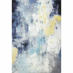 Everek Ivory/Blue 5 ft. x 8 ft. (5' x 7'6") Abstract Transitional Area Rug by BASHIAN