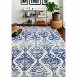 Mayfair Ivory/Blue 4 ft. x 6 ft. (3'6" x 5'6") Geometric Transitional Accent Rug by BASHIAN -BASHIAN Shop ivory blue bashian area rugs 649652294698 31 1000