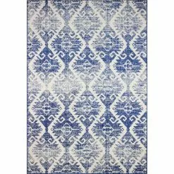 Mayfair Ivory/Blue 4 ft. x 6 ft. (3'6" x 5'6") Geometric Transitional Accent Rug by BASHIAN