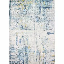 Everek Ivory/Blue 8 ft. x 10 ft. (7'6" x 9'6") Abstract Transitional Area Rug by BASHIAN