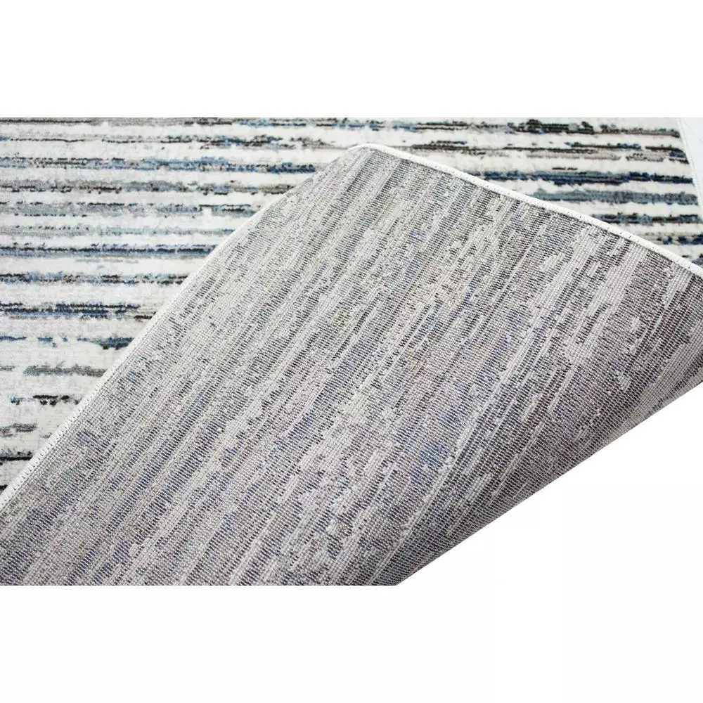 Cambridge Ivory/Blue 3 ft. x 8 ft. (2'6" x 8') Striped Contemporary Runner by BASHIAN 3 Cambridge Ivory/Blue 3 ft. x 8 ft. (2'6" x 8') Striped Contemporary Runner by BASHIAN - Image 3