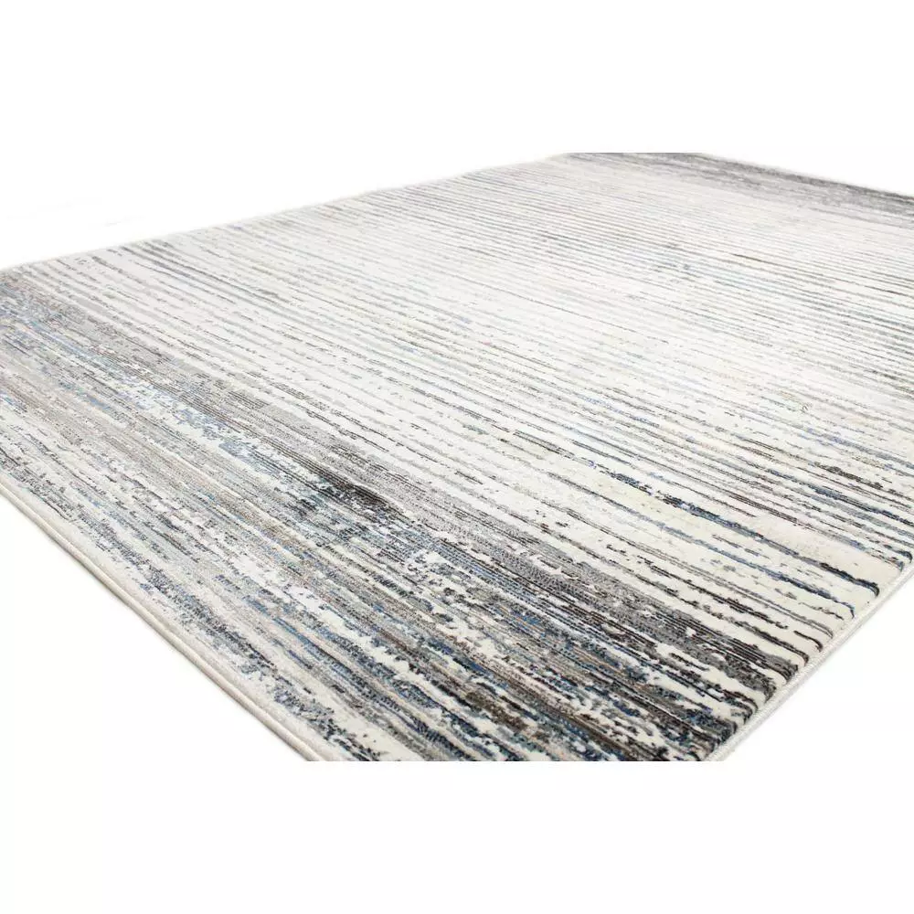 Cambridge Ivory/Blue 3 ft. x 8 ft. (2'6" x 8') Striped Contemporary Runner by BASHIAN 2 Cambridge Ivory/Blue 3 ft. x 8 ft. (2'6" x 8') Striped Contemporary Runner by BASHIAN - Image 2