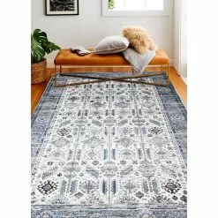 Cambridge Ivory/Blue 7 ft. x 10 ft. (7'1" x 10') Geometric Transitional Area Rug by BASHIAN -BASHIAN Shop ivory blue bashian area rugs 649652306209 31 1000