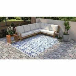 Veranda Ivory/Blue 8.6 ft. x 11.6 ft. Geometric Transitional Area Rug by BASHIAN -BASHIAN Shop ivory blue bashian outdoor rugs 649652304533 31 1000