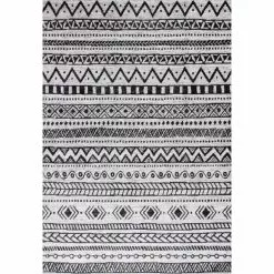 Tangier Ivory/Charcoal 4 ft. x 6 ft. (3 ft. 6 in. x 5 ft. 6 in.) Geometric Contemporary Accent Rug by BASHIAN