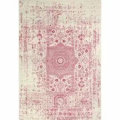 Everek Ivory/Fuchsia 9 ft. x 12 ft. (8'6" x 11'6") Floral Transitional Area Rug by BASHIAN