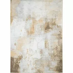 Everek Ivory/Gold 8 ft. x 10 ft. Abstract Transitional Area Rug by BASHIAN