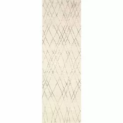 Everek Ivory/Grey 3 ft. x 8 ft. (2'6" x 8') Geometric Contemporary Runner Rug by BASHIAN