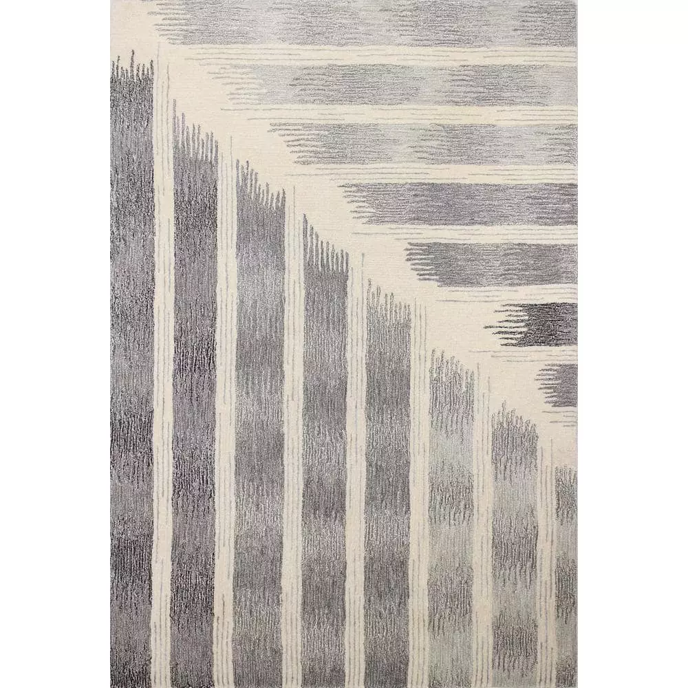 Greenwich Ivory/Grey 8 ft. x 10 ft. (7'9" x 9'9") Striped Contemporary Area Rug by BASHIAN 1 Greenwich Ivory/Grey 8 ft. x 10 ft. (7'9" x 9'9") Striped Contemporary Area Rug by BASHIAN