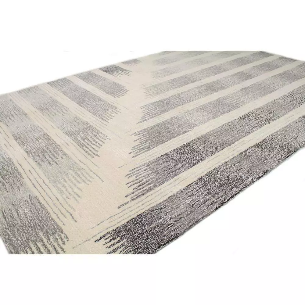 Greenwich Ivory/Grey 8 ft. x 10 ft. (7'9" x 9'9") Striped Contemporary Area Rug by BASHIAN 2 Greenwich Ivory/Grey 8 ft. x 10 ft. (7'9" x 9'9") Striped Contemporary Area Rug by BASHIAN - Image 2