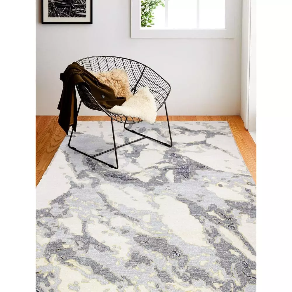 Greenwich Ivory/Grey 9 ft. x 12 ft. (8'6" x 11'6") Abstract Contemporary Area Rug by BASHIAN 6 Greenwich Ivory/Grey 9 ft. x 12 ft. (8'6" x 11'6") Abstract Contemporary Area Rug by BASHIAN - Image 6