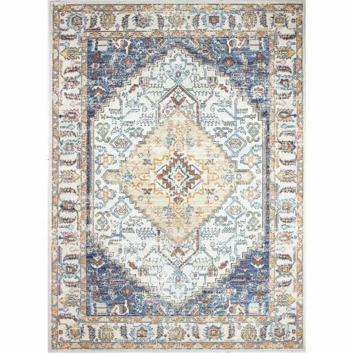 Sorrento Ivory/Navy 9 ft. x 12 ft. (8'6" x 11'6") Geometric Transitional Area Rug by BASHIAN -BASHIAN Shop ivory navy bashian area rugs 649652293912 64 1000