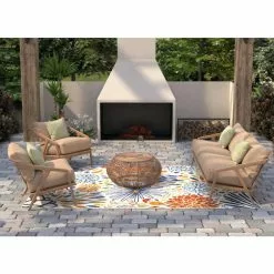 Veranda Ivory/Rust 5 ft. x 7.6 ft. Floral Transitional Area Rug by BASHIAN -BASHIAN Shop ivory rust bashian outdoor rugs 649652304625 31 1000