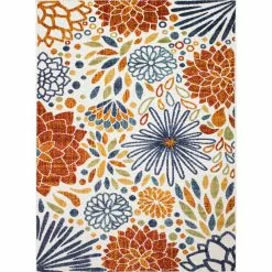 Veranda Ivory/Rust 5 ft. x 7.6 ft. Floral Transitional Area Rug by BASHIAN