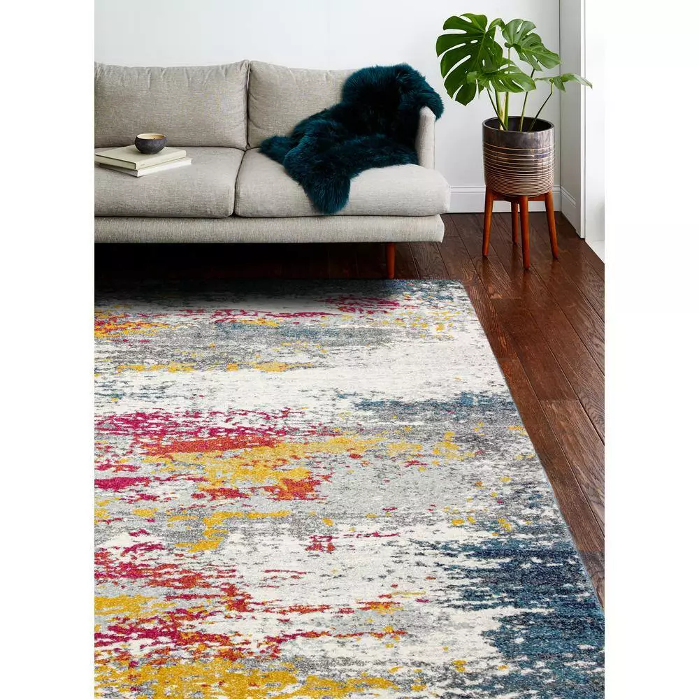 Everek Multi 4 ft. x 6 ft. (3'6" x 5'6") Abstract Transitional Accent Rug by BASHIAN 2 Everek Multi 4 ft. x 6 ft. (3'6" x 5'6") Abstract Transitional Accent Rug by BASHIAN - Image 2