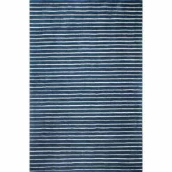Contempo Navy 9 ft. x 12 ft. (8'6" x 11'6") Striped Contemporary Area Rug by BASHIAN