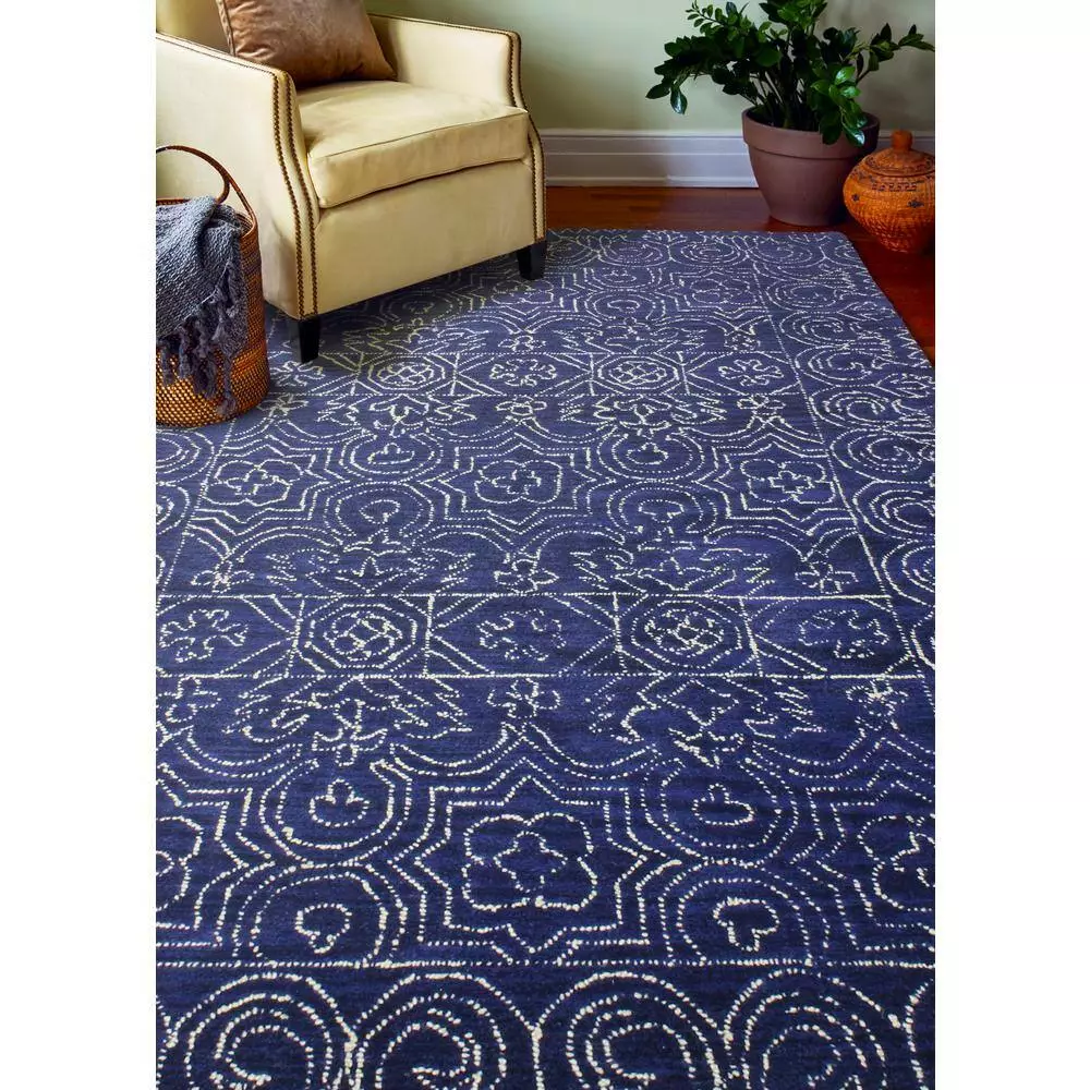 Venezia Navy 3 ft. x 8 ft. (2'6" x 8') Floral Transitional Runner by BASHIAN 2 Venezia Navy 3 ft. x 8 ft. (2'6" x 8') Floral Transitional Runner by BASHIAN - Image 2