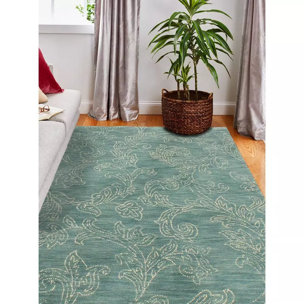 Venezia Teal 8 ft. x 10 ft. (7'6" x 9'6") Floral Transitional Area Rug by BASHIAN 4 Venezia Teal 8 ft. x 10 ft. (7'6" x 9'6") Floral Transitional Area Rug by BASHIAN - Image 4