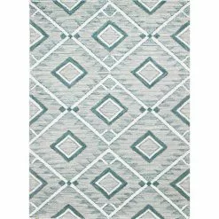 Venezia Teal 8 ft. x 10 ft. (7 ft. 6 in. x 9 ft. 6 in.) Geometric Transitional Area Rug by BASHIAN