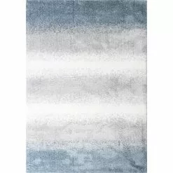 Andes White/Blue 5 ft. x 8 ft. (5' x 7'6") Geometric Contemporary Area Rug by BASHIAN